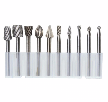 10pcs 3.175mm HSS Wood Carving Milling Cutter Set