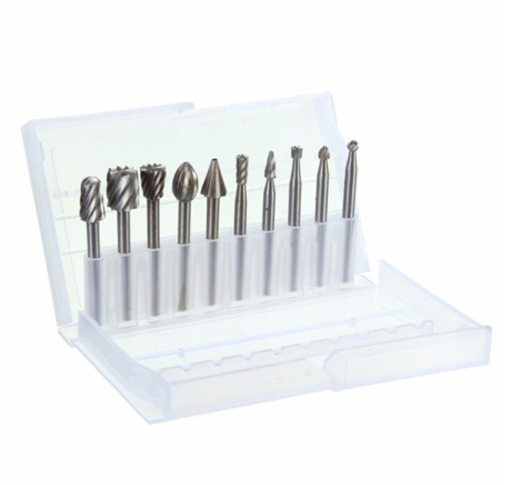 10pcs 3.175mm HSS Wood Carving Milling Cutter Set