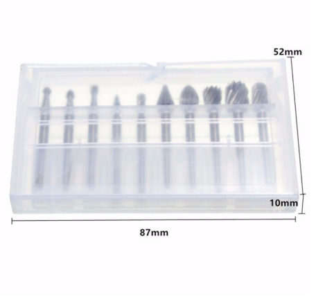 10pcs 3.175mm HSS Wood Carving Milling Cutter Set
